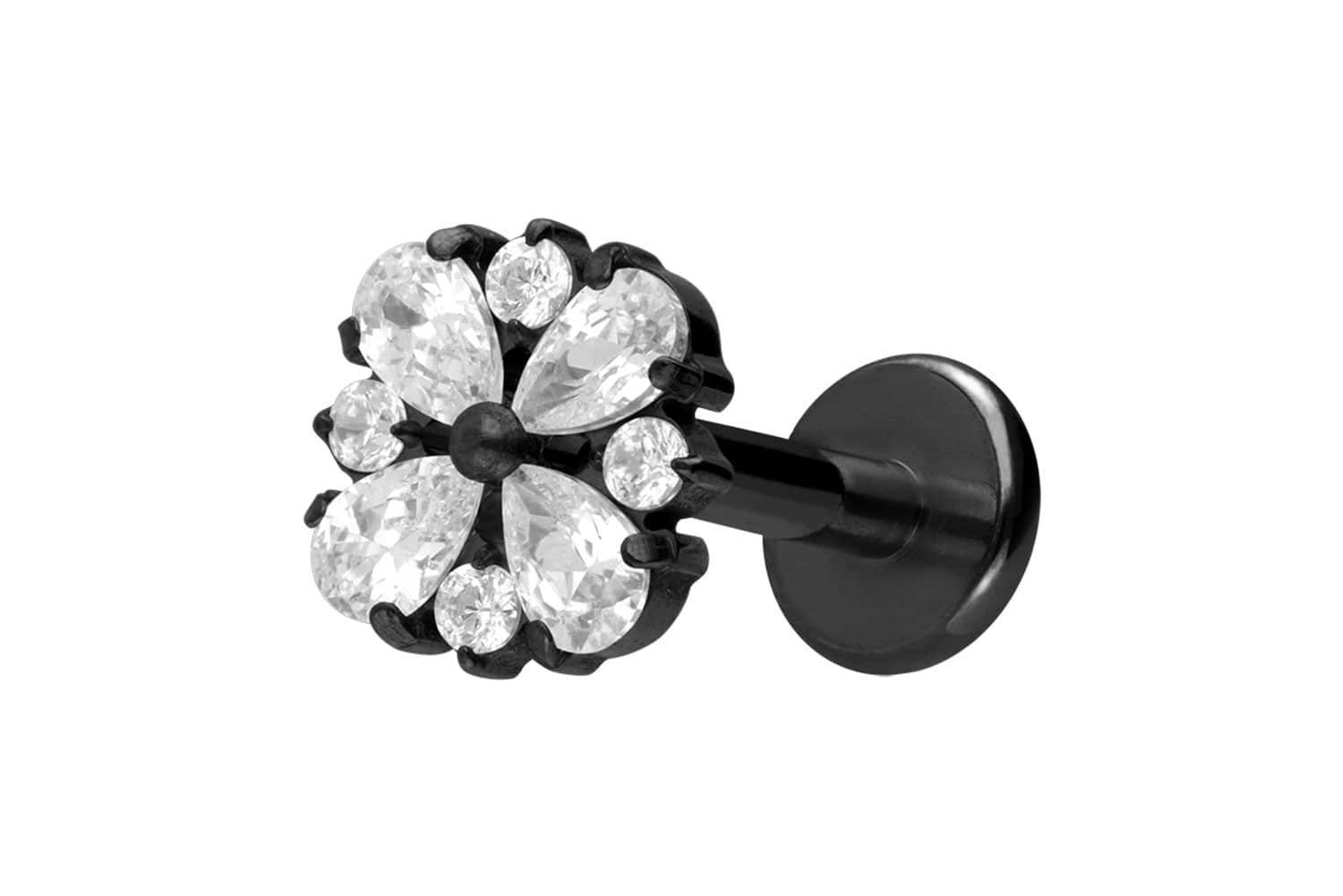 Titan Labret Piercing mit Innengewinde KRISTALLORNAMENT